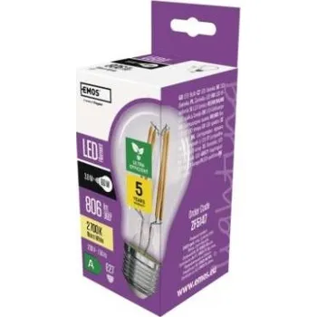 Žárovka LED žárovka Filament A60 / E27 / 3,8 W (60 W) / 806 lm / teplá bílá (LED žárovka Filament A60 / E27 / 3,8 W (60 W)