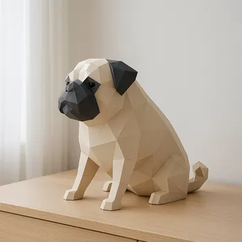 3D puzzle Mops – papírový model a 3D skládačka PaperTime