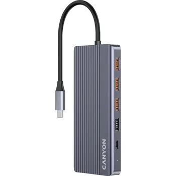 USB hub CANYON HUB DS-16 13 v 1 4K USB-C Šedý
