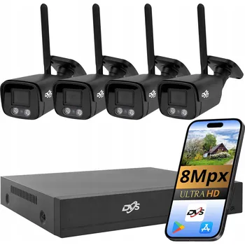 IP kamera Sada pro monitoring DVS SADA 4 WIFI KAMER ČERNÁ TUBA 4K 8MPX MONITORING