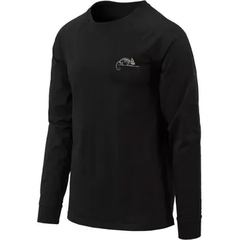 Pánské tričko Helikon-Tex Triko HELIKON-TEX LOGO s dlouhým rukávem ČERNÉ M ČERNÁ - BLACK