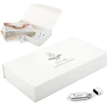 USB flash disk USB flash disk Derentis Kožený USB flash disk s krabičkou na fotografie a gravírováním 32 GB USB 3.0 bílý