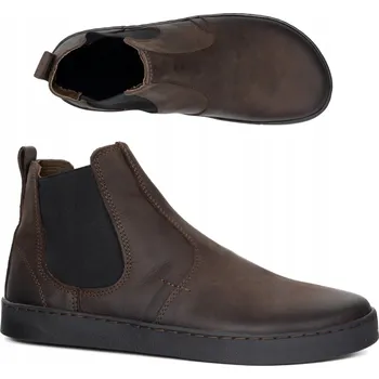 Pánské polobotky Pánské kožené barefoot boty šněrovací Olivier 100KZ tmavě hnědé, velikost 44