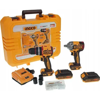 Vrtačka Sada akumulátorového nářadí 2 ks aku vrtačka s příklepem 66Nm + klíč