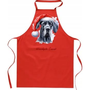 Kuchyňská zástěra Vánoční kuchyňská zástěra s německou dogou, moderní potisk Dárek