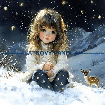 Látkový panel - Holčička s hvězdou - DZ-196 Velikost: 25x25cm, Materiál: Úplet