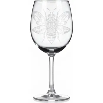 Sklenice Sklenice na víno s gravírováním mandaly včely – Pracovitost a harmonie