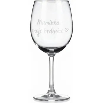 Sklenice Sklenice na víno s gravírovaným textem - Maminka - moje hrdinka.