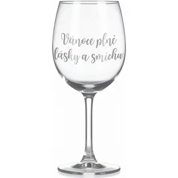 Sklenice Sklenice na víno s gravírovaným textem Vánoce plné lásky a smíchu