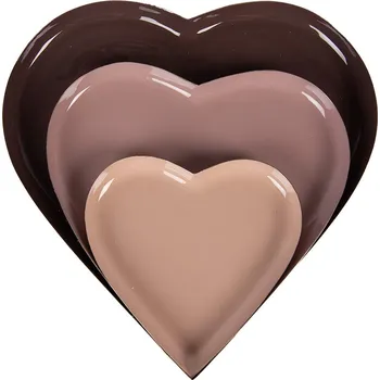 Clayre & Eef - Sada tří dekorativních kovových misek HEART 6Y5974