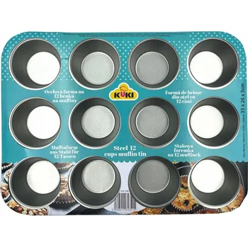 Obraz KUKI Sada ocelová forma na 12 muffinů +