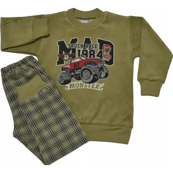 Chlapecké pyžamo CHLAPECKÉ PYŽAMO FROTÉ AUTO OLIWKOVÉ 104 SUTEX