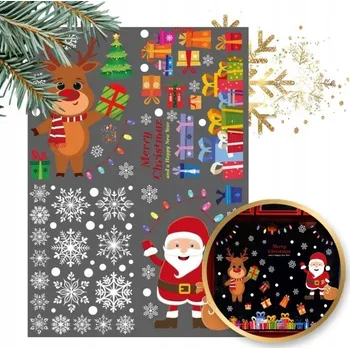 Vánoční dekorace Vánoční barevné nálepky na okno 4 archy 25 x 35 cm NKD15