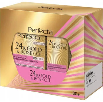 Kosmetická sada Perfecta 24k Gold Rose Oil Sada Kosmetiky Krém na Obličej a Oční Okolí 80+