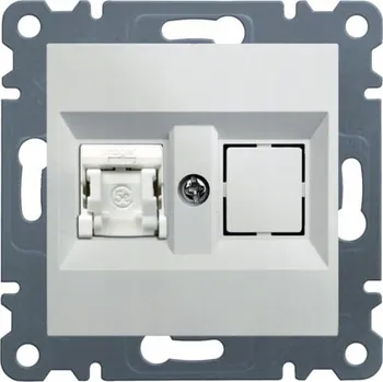 Elektrická zásuvka Hager Lumina Jednoduchá počítačová zásuvka RJ45 Cat.5e UTP bílá WL2110