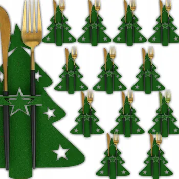 Vánoce VÁNOČNÍ Pouzdro Na Příbory OBAL Stromeček VÁNOCE STŮL 12 Ks