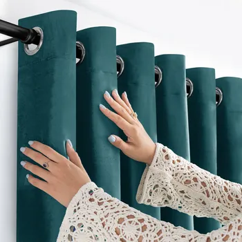 Obraz FILUMI Závěs samet VELUR Oka stříbrné TMAVĚ TYRKYSOVÝ 140x160