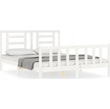 Postel Bílá postel z masivního borovicového dřeva 205,5 x 165,5 x 100 cm