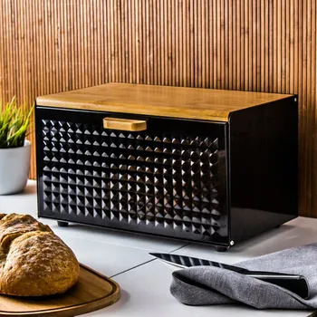 chlebník Chlebník Tadar s prkénkem, černá ocel