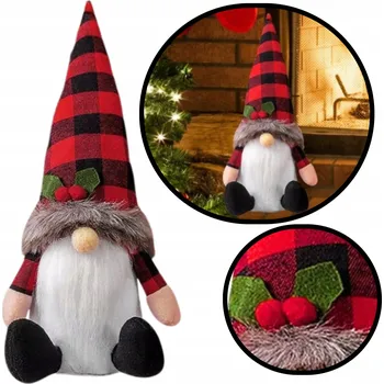 Vánoce SKŘÍTEK GNÓM VÁNOČNÍ SEDÍCÍ FIGURKA DEKORACE OZDOBA VÁNOCE