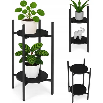 Stojan na květiny Držák Na Květináč, stojan na květiny, ozdoby, 2 úrovně, černý ModernHome