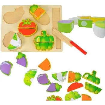 Dřevěná hračka Dřevěná zelenina na krájení 22x17x1 cm Věk 3+