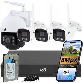 Bezpečnostní kamera Sada pro monitoring DVS WIFI SADA KAMER 3 + 1 OTOČNÁ 2TB MONITORING 4K