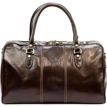 Kabelka Kožená cestovní taška Gregorio 132 tmavě hnědá velká na dokumenty A4 s přídavným popruhem