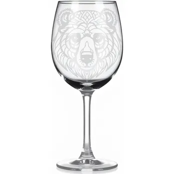 Sklenice Sklenice na víno s gravírováním mandaly grizzlyho – Síla a odolnost