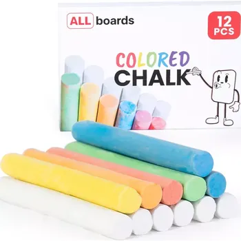 Křída na tabule – sada 12 kusů: 6 bílých + 6 barevných, K12_MIX