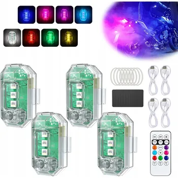 Lampička LED STROBOSKOPICKÁ LAMPA BEZDRÁTOVÁ 4 KUSY S DÁLKOVÝM OVLÁDÁNÍM USB 8 BAREV