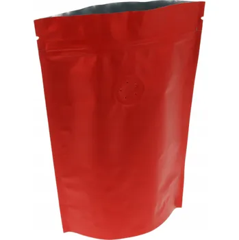 Sáček na potraviny DOYPACK červený matný + ventil 500g - sáček se zipem 10 Ks