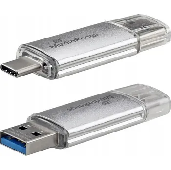USB flash disk Pendrive MediaRange MR937 64 GB USB 3.1 typ C stříbrný