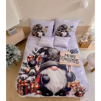 Povlečení BLACK FRIDAY 2025 ! Sada vánočního bavlněného povlečení s 3D efektem pro 2 postele 140x200/70x90 cm – VÁNOCE / MERRY CHRISTMAS - SKŘÍTEK ČERNÝ + prostěradlo zdarma