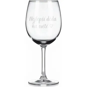 Sklenice Sklenice na víno s gravírovaným textem - Nejlepší děda na světě.