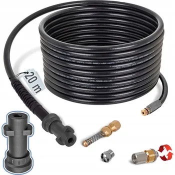 Zahradní hadice HADICE 20m 3 TRYSKY PRO ČIŠTĚNÍ KANALIZACE A POTRUBÍ PRO KARCHER K2 K3 K4 K5 K6 K7