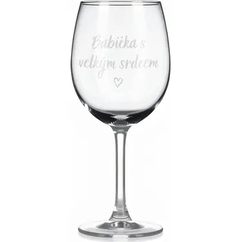Sklenice Sklenice na víno s gravírovaným textem - Babička s velkým srdcem.