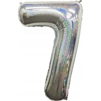 Balónek Velký balónek číslice 7 stříbrný Na narozeniny