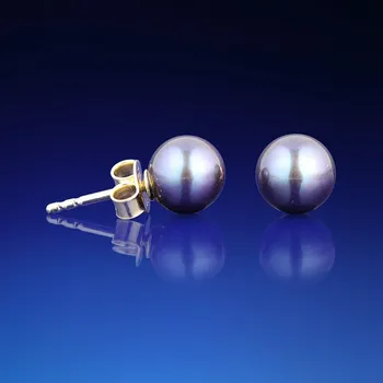 Náušnice Klasické zlaté náušnice s černou perlou - žluté zlato 585/1000 0,55g