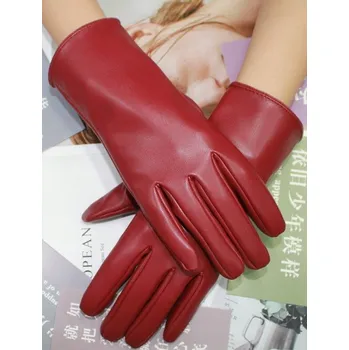 Rukavice Tmavě červené dámské KOŽENÉ rukavice podzim/zima stylové a elegantní