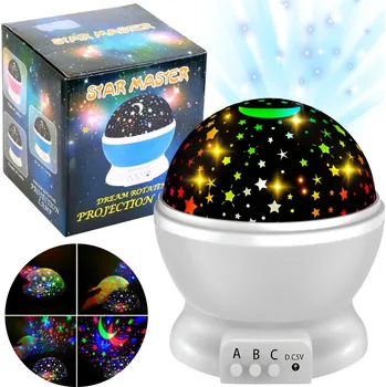 Noční světlo PROJEKTOR NOČNÍ OBLOHY ROTAČNÍ NOČNÍ LAMPA HVĚZDY LED PROJEKTOR USB