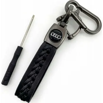 Přívěsek Na Klíče Od Auta Audi, kovová, kožená, opletená, kožená Přívěsek