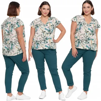 Dámská halenka ELEGANTNÍ DÁMSKÁ BLUZKA S KRÁTKÝM RUKÁVEM BAREVNÁ LEHKÁ VZDUŠNÁ MORAJ - XL