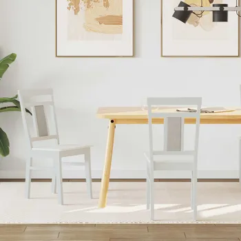 Jídelní židle Jídelní židle 2 pcs Bílá Masivní gumové dřevo