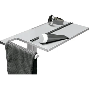 Hüppe Select+ Polička na sklo sprchového koutu 400 mm s držákem ručníků stříbrná matná, SL2401087