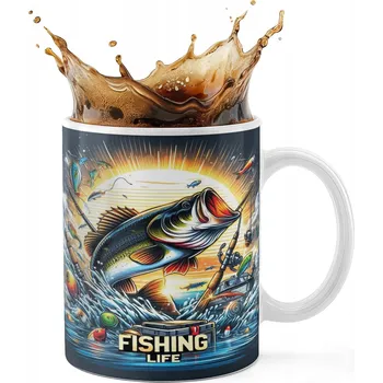 KERAMICKÝ HRNEK 330ML S POTISKEM – RYBÁŘSKÝ MOTIV, RYBÁŘ, PRUT, FANATIK RYB, RYBA