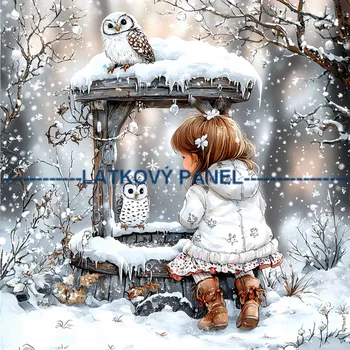 Látkový panel - Holčička se sovičkou - DZ-149 Velikost: 45x45cm, Materiál: Mikroplyš