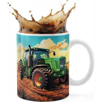 KERAMICKÝ HRNEK 330ML S POTISKEM - TRAKTOR ZEMĚDĚLSKÝ STROJ POLE HOSPODÁŘ FARMÁŘ