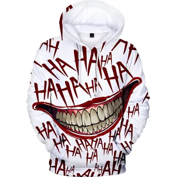 Pánská mikina Pánská mikina s kapucí, JOKER Úsměv HAHA 3D Potisk - 3XL