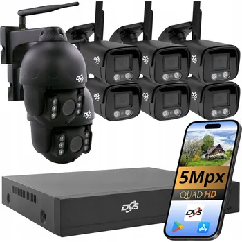 IP kamera Sada kamer DVS: 6 trubicových + 2 otočné WiFi, 5 Mpx, IP66